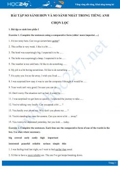 Bài tập so sánh hơn và so sánh nhất trong Tiếng Anh chọn lọc