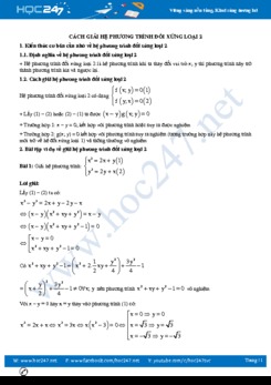 Cách giải hệ phương trình đối xứng loại 2 Toán 9