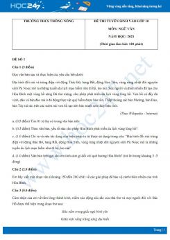 Bộ 3 đề thi tuyển sinh vào lớp 10 năm 2021 môn Ngữ Văn - Trường THCS Thông Nông