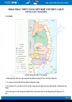 Tổng ôn Vấn đề khai thác thủy năng kết hợp thủy lợi vùng Tây Nguyên Địa lí 12