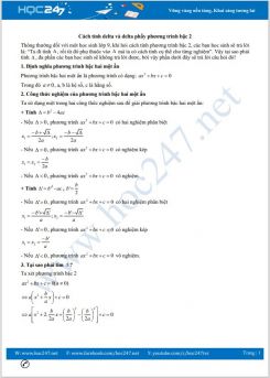 Cách tính delta và delta phẩy phương trình bậc 2 Toán 9