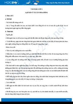 Lập dàn ý tả cây hoa hồng - Văn mẫu lớp 4