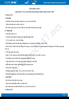 Lập dàn ý tả cây hoa đào hoặc hoa mai ngày Tết - Văn mẫu lớp 4