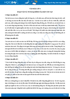 Đoạn văn tả về ngoại hình của một con vật - Văn mẫu lớp 4