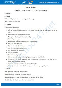 Lập dàn ý miêu tả một cây ăn quả quen thuộc - Văn mẫu lớp 4