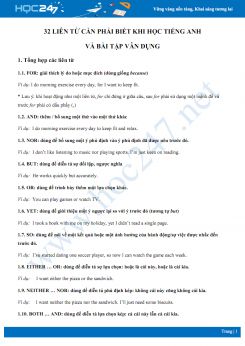 32 liên từ cần phải biết khi học Tiếng Anh và bài tập vân dụng
