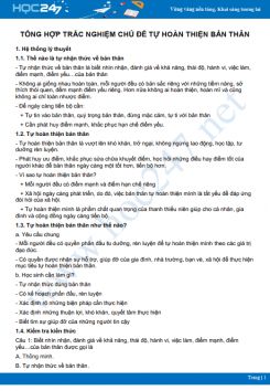 Tổng hợp trắc nghiệm chủ đề Tự Hoàn Thiện Bản Thân