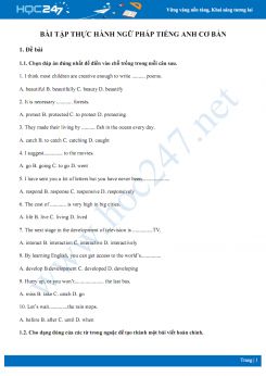 Bài tập thực hành ngữ pháp Tiếng Anh cơ bản