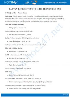 Tất tần tật kiến thức về 12 thì trong Tiếng Anh