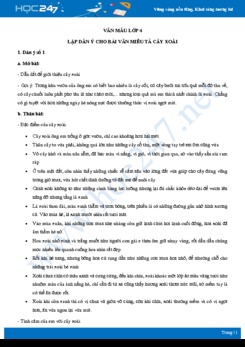 Lập dàn ý cho bài văn miêu tả cây xoài - Văn mẫu lớp 4