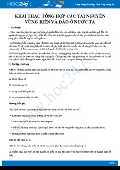 Tổng ôn Vấn đề khai thác tổng hợp các tài nguyên vùng biển và đảo Địa lí 12
