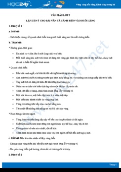 Lập dàn ý cho bài văn tả cảnh biển vào buổi sáng - Văn mẫu lớp 5