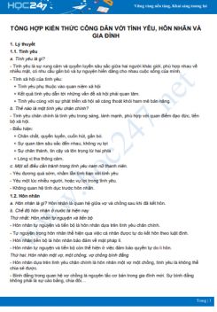 Tổng hợp kiến thức Công dân với tình yêu, hôn nhân và gia đình