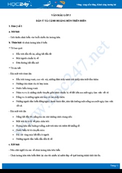 Dàn ý tả cảnh hoàng hôn trên biển - Văn mẫu lớp 5