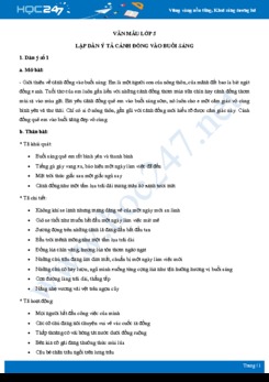 Lập dàn ý nêu cảm nhận về cánh đồng vào buổi sớm - Văn mẫu lớp 5
