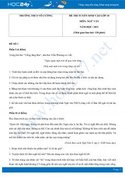 Bộ 3 đề thi tuyển sinh vào lớp 10 năm 2021 môn Ngữ Văn - Trường THCS Võ Cường