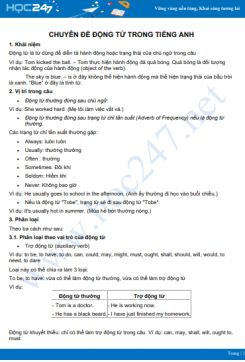 Chuyên đề Động từ trong Tiếng Anh