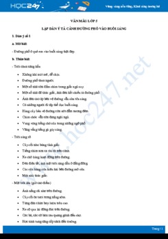 Lập dàn ý tả cảnh đường phố vào buổi sáng - Văn mẫu lớp 5