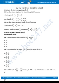 Hướng dẫn giải bài tập nâng cao Quy đồng mẫu số cấp tiểu học