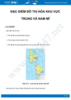 Chuyên đề Đặc điểm đô thị hóa khu vực Trung và Nam Mĩ môn Địa Lý 7 năm 2021