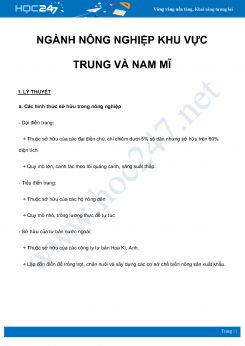 Chuyên đề ngành Nông nghiệp khu vực Trung và Nam Mĩ môn Địa Lý 7 năm 2021