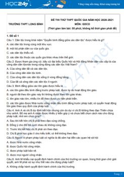 Bộ 5 đề thi thử THPT QG năm 2021 môn GDCD Trường THPT Long Bình