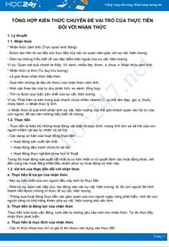 Chuyên đề Vai trò của thực tiễn đối với nhận thức