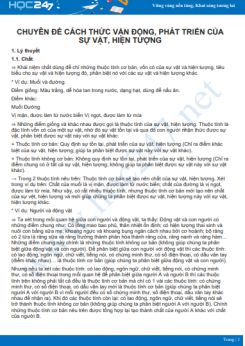 Chuyên đề Cách thức vận động, phát triển của sự vật và hiện tượng