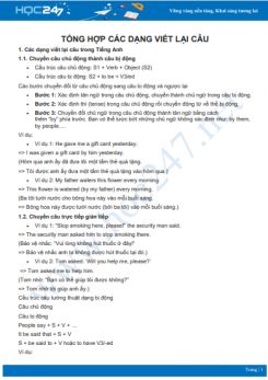 Tổng hợp các dạng viết lại câu