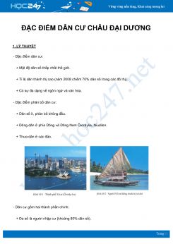 Chuyên đề Đặc điểm dân cư Châu Đại Dương môn Địa Lý 7 năm 2021