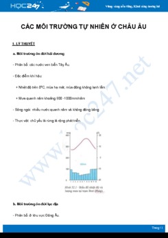 Chuyên đề Các môi trường tự nhiên ở Châu Âu môn Địa Lý 7 năm 2021