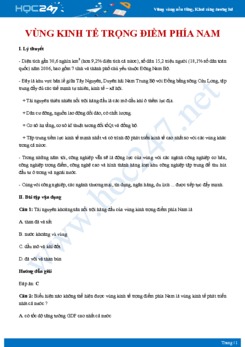 Tổng ôn Các đặc điểm vùng trọng điểm miền Nam Địa lí 12