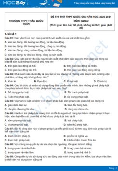 Bộ 5 đề thi thử THPT QG năm 2021 môn GDCD Trường THPT Trần Quốc Toản
