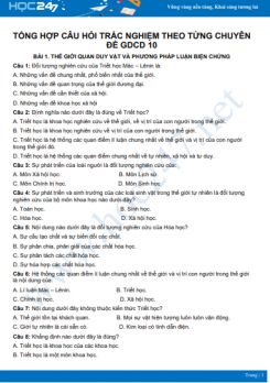 Tổng hợp câu hỏi trắc nghiệm theo từng chuyên đề GDCD 10