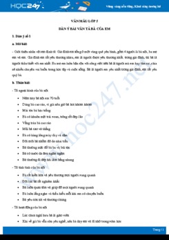 Dàn ý bài văn tả bà của em - Văn mẫu lớp 5