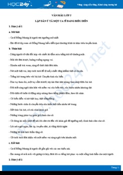 Lập dàn ý tả một ca sĩ đang biểu diễn - Văn mẫu lớp 5