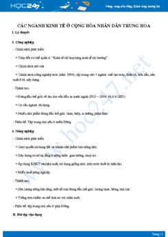 Chuyên đề Các ngành kinh tế ở Cộng hòa nhân dân Trung Hoa Địa lí 11