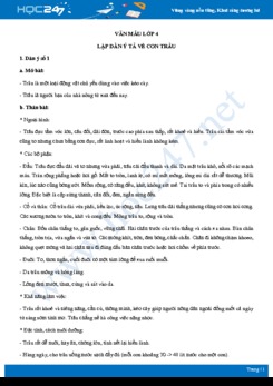 Lập dàn ý tả về con trâu - Văn mẫu lớp 4