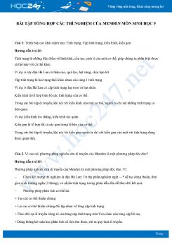 Bài tập tổng hợp Các Thí Nghiệm của MenĐen môn Sinh học 9 năm 2021