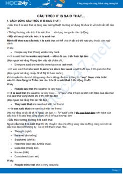 Cách dùng và biến đổi với cấu trúc It is said that... trong Tiếng Anh