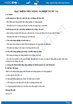 Chuyên đề Đặc điểm nền nông nghiệp nước ta Địa lí 10