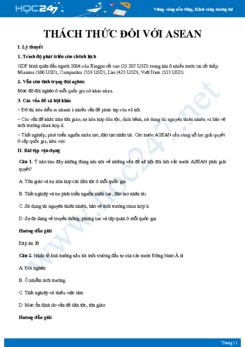 Chuyên đề Các thách thức đối với tổ chức ASEAN Địa lí 11