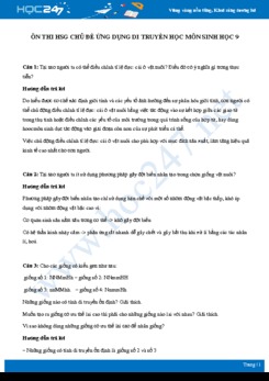 Ôn thi HSG chủ đề Ứng Dụng Di Truyền học môn Sinh học 9 năm 2021