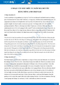 13 đoạn văn mẫu miêu tả ngôi nhà mơ ước bằng Tiếng Anh chọn lọc