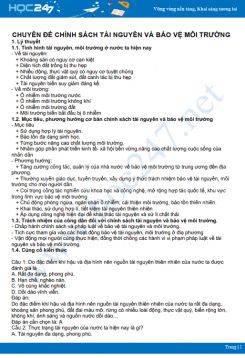 Chuyên đề Chính sách tài nguyên và bảo vệ môi trường