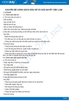 Chuyên đề Chính sách dân số và giải quyết việc làm