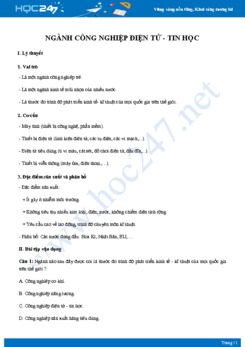Chuyên đề ôn tập Ngành công nghiệp điện tử - tin học Địa lí 10