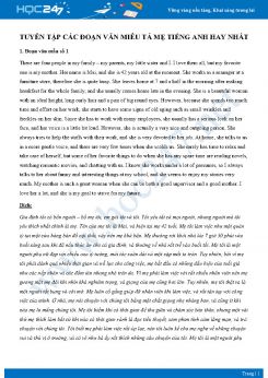 Tuyển tập các đoạn văn miêu tả mẹ Tiếng Anh hay nhất