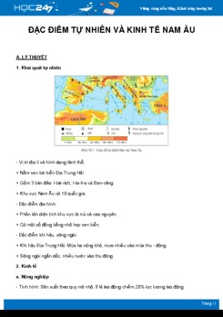 Chuyên đề Đặc điểm tự nhiên và kinh tế Nam Âu môn Địa Lý 7 năm 2021