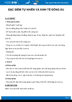 Chuyên đề Đặc điểm tự nhiên và kinh tế Đông Âu môn Địa Lý 7 năm 2021
